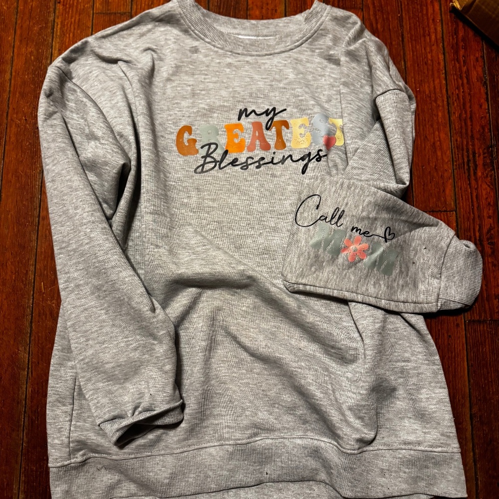 Graphic Print light Pullover Sweatshirt Mom style